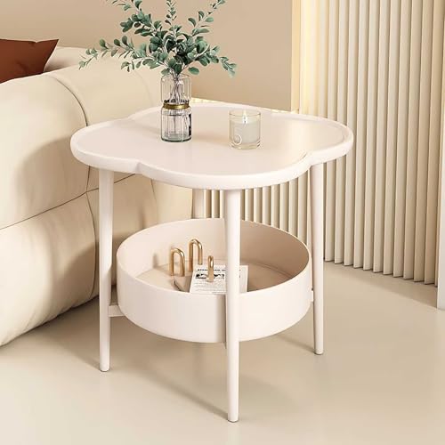 Nachttisch Beistelltisch – 2-stöckiger Metall-Beistelltisch für Wohnzimmer, Sofa, Schlafzimmer – kompakte Aufbewahrung Teetisch und Akzenttisch – platzsparendes Design