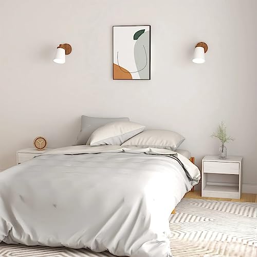 MOBCANT Nachttische 2 STK, Schränkchen Nachtischschränke Nachtschrank Couchtisch Geeignet für Schlafzimmer Wohnstube Schlafsaal Hotel Weiß 40x31x40 cm Massivholz Kiefer