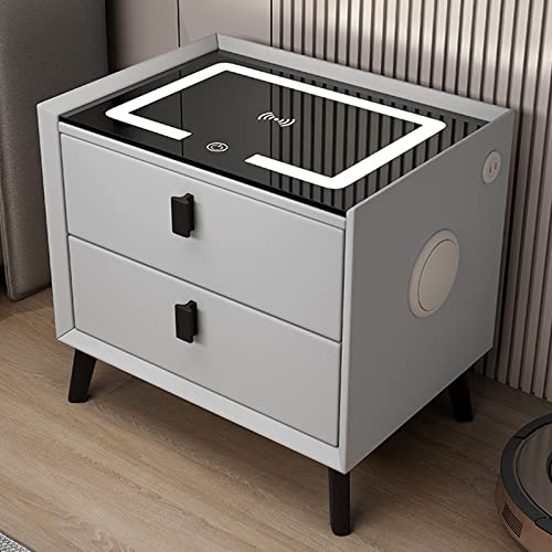 Nachttisch mit Ladestation, USB-Anschluss, Bluetooth-Nachttischschub laden und LED-Licht für Bequeme Aufbewahrung im Schlafzimmer