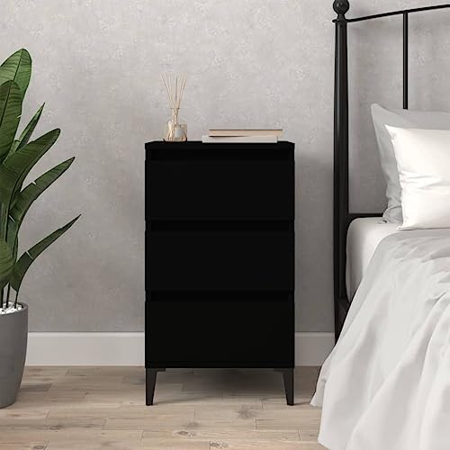 MOBCANT Nachttisch, Nachtschränke Side Table Nachttischschrank Bedside Table Geeignet für Schlafzimmer Wohnung Schlafsaal Wohnstube Schwarz 40x35x70 cm Holzwerkstoff