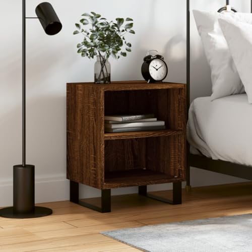 Youuihom Nachttisch Braun Eichen-Optik 40x30x50 cm Holzwerkstoff Beistelltisch Bett Wohnzimmer Möbel Badschrank Schmal Schränke für Wohnzimmer Bad Jugendzimmer Schlafzimmer