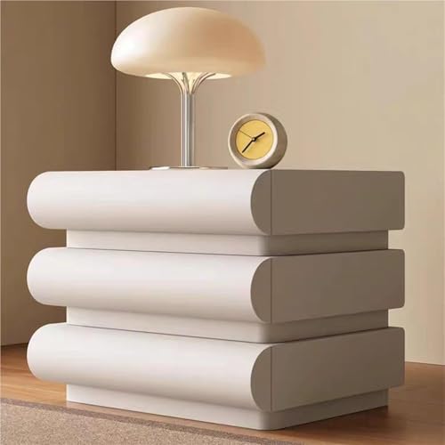 Nachttisch mit 3 Massivholzschubladen, abgerundetes Schubladendesign, PU-Leder-Finish, moderner stilvoller Nachttisch für Schlafzimmer