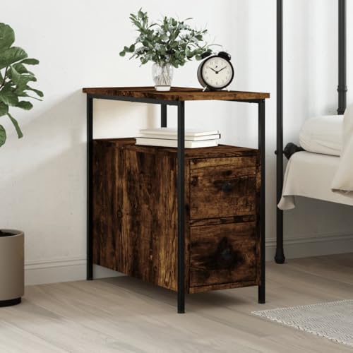 FOZICV Nachttisch Modernem Beistellschrank Möbel für Schlafzimmer Schlichten und Kompakten Design Aufbewahrungsschrank Inneneinrichtung Räuchereiche 30x60x60 cm