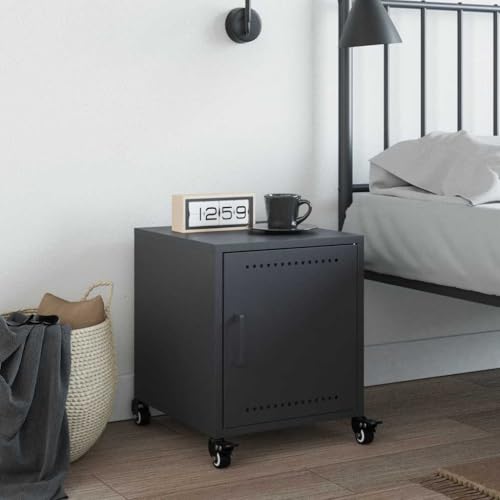 HEFZGDB Nachttisch Anthrazit 36x39x43,5 cm Stahl Nachttisch Modern Nachttische Konsolentisch Küchentisch für Schlafzimmer Wohnzimmer Hotel Gästezimmer
