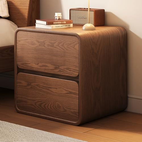 Vintage Nachttisch mit 2 Aufbewahrungsschubladen, PU-Oberfläche, Nachttisch mit versteckten Griffen, kein Installationsdesign, perfekt für Schlafzimmer, Wohnzimmer, Büro