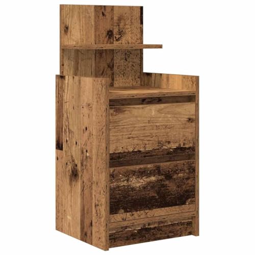 kangqiling 861369 Nachttisch mit 2 Schubladen, antikes Holz, 38 x 34 x 80 cm, Braun