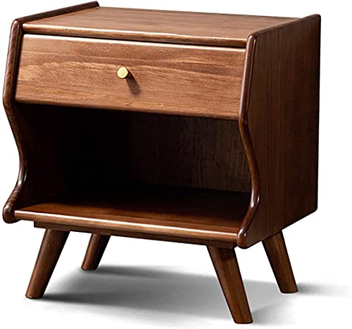 Vintage-Kommode aus Massivholz, Nachttisch mit 1 Schublade und offenem Schlitz, mit 1 goldenen Griff, leisen Gleitschienen und dicken Beinen aus Massivholz (Farbe: D)