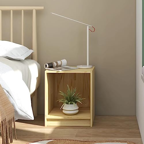 SDWEHO7 Nachttisch mit offene Fächer, Side Table, Kaffeetisch, Beistelltisch für Wohnzimmer Schlafzimmer Arbeitszimmer, 35,5x33,5x41,5 cm Massivholz Kiefer Braun