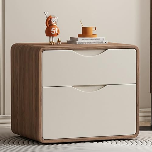 Nachttisch aus Holz mit 2 Schubladen, Kunstleder-Finish, Nachttisch für Schlafzimmer, Wohnzimmer oder Büro, keine Installation erforderlich
