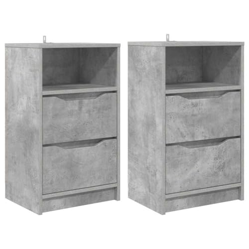 vidaXL Nachttische 2 pcs Beton Grau 40 x 30 x 467 cm Holzwerkstoff, Schlafzimmer, Zeitgenössisches Design, Geräumig, Moderne Möbel, Neutrale Farben, Stilvolle Dekoration, Bequemer Wohnraum