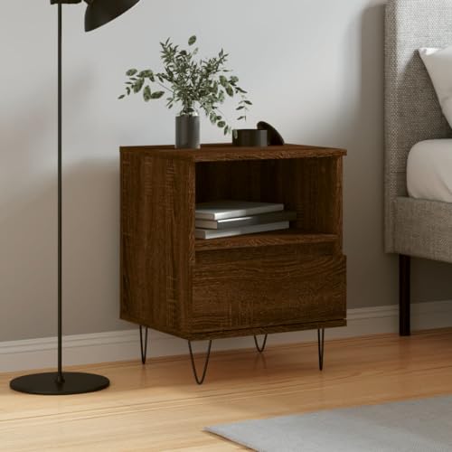 Youuihom Nachttisch Braun Eichen-Optik 40x35x50 cm Holzwerkstoff Beistellschrank Schmal Sideboard Bedside Tables Beistelltisch Schmal für Schlafzimmer Bad Jugendzimmer Wohnzimmer