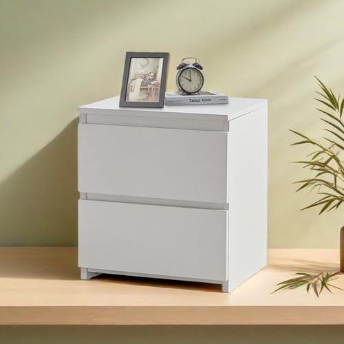 CLIPOP Nachttisch mit 2 Schublade,Griffloses Design,Kommode Beistelltisch Nachtschrank für Schlafzimmer Wohnzimmer Büro Gästezimmer Kinderzimmer,40 x 34 x 46 cm,Weiß CLIPOP Nachttisch mit 2 Schublade,Griffloses Design,Kommode Beistelltisch Nachtschrank für Schlafzimmer Wohnzimmer Büro Gästezimmer Kinderzimmer,40 x 34 x 46 cm,Weiß