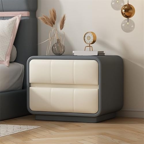 Nachttische, moderner Nachttisch aus Massivholz mit 2 Schubladen abgerundete Ecken Nachttische mit Mikrofaser-Leder-Finish für das Schlafzimmer im Wohnzimmer (dunkelgrau, 40 * 40 * 50 cm)