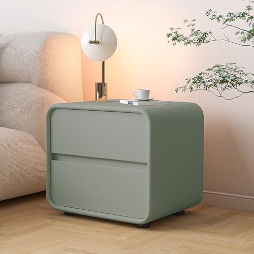 Nachttisch mit 2 Schubladen, modernes PU-Leder und Holzrahmen, minimalistischer Beistelltisch für Schlafzimmer und Wohnzimmer, keine Montage erforderlich
