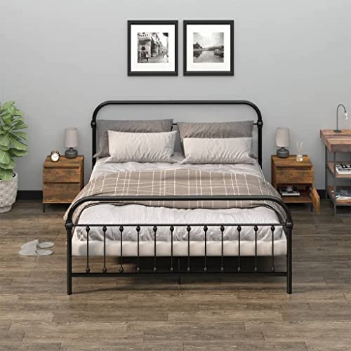 mtlskopl Nachttische 2er Set Räuchereiche 40x35x50 cm Holzwerkstoff Metall Standregal Beistelltisch Modernes Design Kompakte Aufbewahrung für Schlafzimmer Wohnzimmer Flur