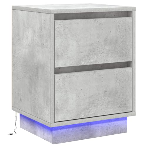vidaXL Nachttisch mit LED-Lichtern Beton Grau 39x34,5x50 cm