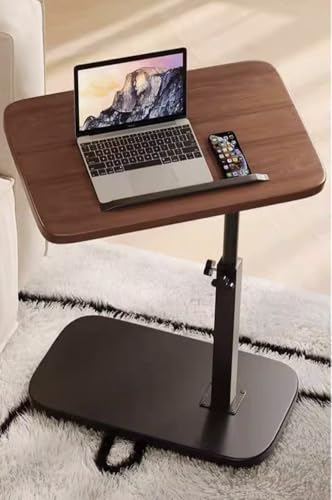 Höhenverstellbarer Nachttisch mit rollbarem Schreibtisch, robuster Beistelltisch für kleine Räume, perfekter Beistelltisch zum Lernen und Lesen (braun)