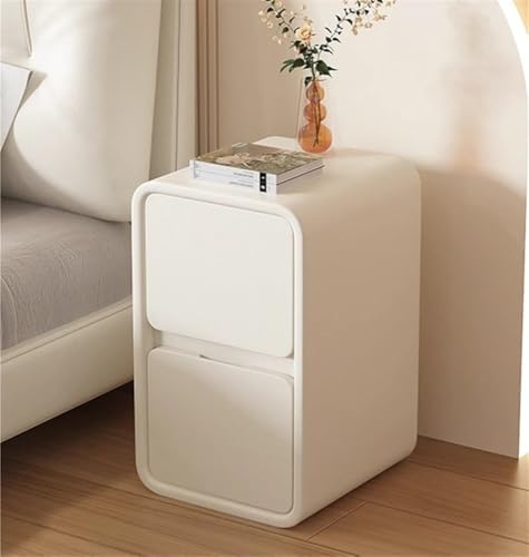 Moderner Nachttisch mit 2 Schubladen, Kunstleder & Holz, Nachttisch für Schlafzimmer & Wohnzimmer, stilvoller Sofa-Beistelltisch, kompakt, 30 x 40 x 50 cm