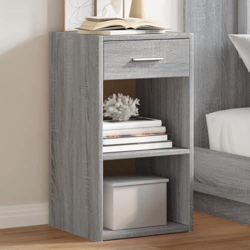 Youuihom Grau Sonoma 35x34x65 Holzwerkstoff Schmaler Beistelltisch Nachtschrank Badschrank Schmal Nachtkästchen für Bad Wohnzimmer Jugendzimmer