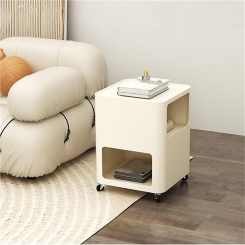 Nachttisch mit Rollen, rollbarer Beistelltisch und Couchtisch mit Stauraum, feststellbaren Rollen und offenen Regalen für das Wohnzimmer – eine kreative Idee