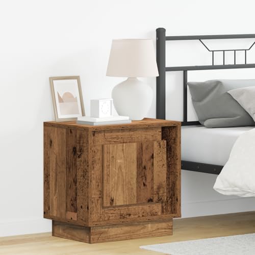 Pangshiyuan Nachttische mit LED Leuchten, 2 STK., aus Altholz, Design, praktische Schublade, kompaktes Design, 44x34.5x45 cm