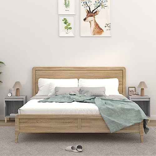 LVHUIDEH Nachttische 2er Set Grau Sonoma 40x35x50 cm