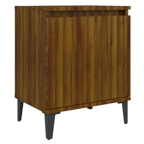 Eleganz Nachttisch aus Holzwerkstoff & Metall, Eichen-Optik, 40x30x50 cm – Modern & Stilvoll für Schlafzimmer, Kompakt & Langlebig