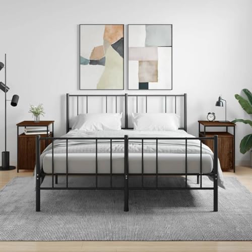Fasba Nachttische 2 STK. Braun Eichen-Optik 40x42x60 cm Holzwerkstoff, Beistelltisch mit viel Stauraum, Nachtschrank, Nachtkommode, Nachtkonsole/ 826042