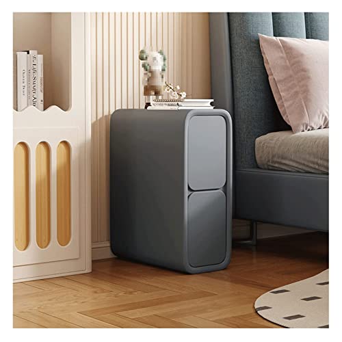 Schmaler Nachttisch mit 2 Ders – Minimalistischer Nachttisch aus Mikrofaser-Leder für Kleinen, schmaler Sofatisch, modernes Schlafzimmer, Pelz-Kaktdesign