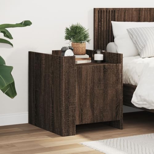 Runheo Nachttisch Braun Eichen-Optik 45x50x50 cm, Holzwerkstoff, Robustes Schlafzimmer Beistelltisch mit Stauraum, Feuchtigkeitsbeständig, Modernes Design für Wohnzimmer