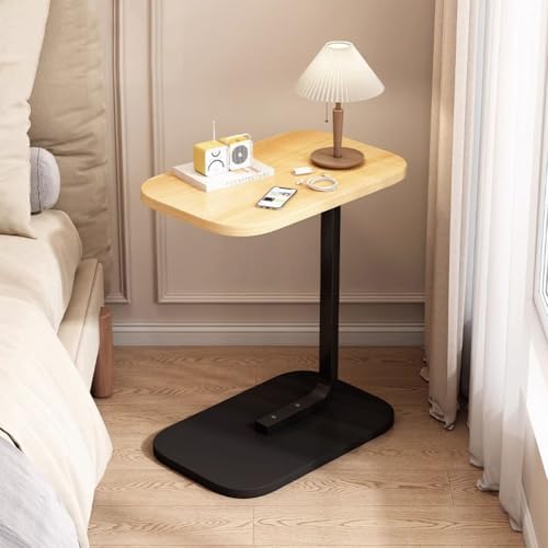 MUMUXIAO Beistelltisch in C-Form mit versteckter Rolle, Arbeitszimmer, TV-Tablett, Stehpult, Lebensmittel-Snack-Tablet ts zum Essen, robuster Aufbewahrungsschreibtisch für Schlafzimmer (Holz, Schwarz)