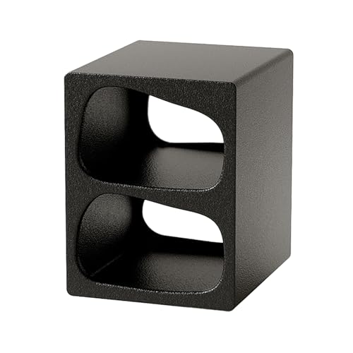 Nachttisch, Moderner Beistelltisch mit 2 offenen Ablagen und abgerundeten Ecken, komplett montiert, großer im Mid-Century-Stil fürs Schlafzimmer(Black)