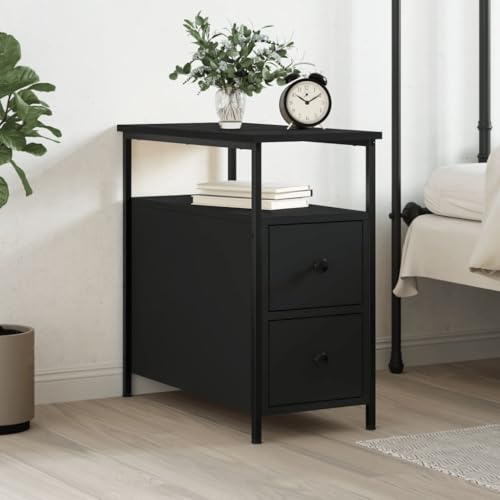 Youuihom Nachttisch Schwarz 30x60x60 cm Holzwerkstoff Nachtkommode Nachttische Kleiner Tisch Beistelltische Fürs Wohnzimmer für Bad Schlafzimmer Wohnzimmer Jugendzimmer
