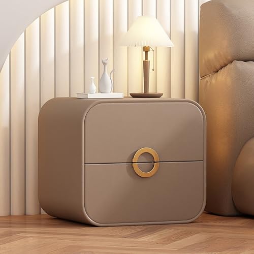 Moderner Nachttisch 2 Schubladen, stilvoller Nachttisch aus Kunstleder, vielseitiger Beistelltisch für Schlafzimmer und Wohnzimmer, einfaches und praktisches Design A,50 * 40 * 47CM