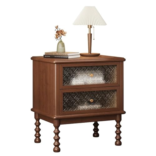 AOZENG Holz Nachttischschrank Beistelltische Kleine Kommode Mit Schubladen Massivholz-Rahmen Stabil Und Langlebig Mit Abgerundeten Ecken Für Schlafzimmer Und Wohnzimmer(Brown)