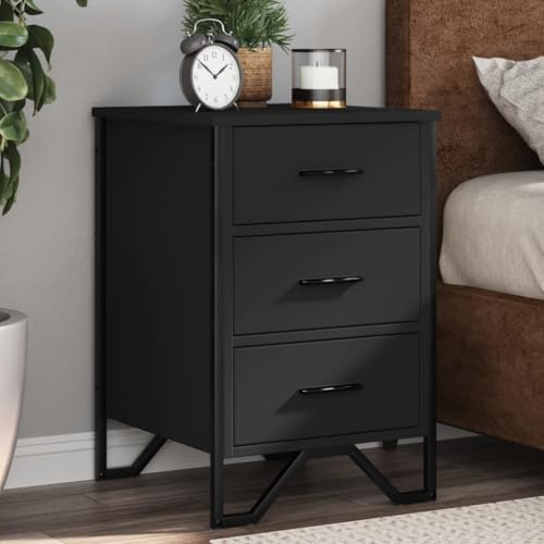 UTSRABFA Nachttisch Schwarz 40x41x60 cm Holzwerkstoff Nachtkasten Sideboard Betttisch Nachtisch für Bad Jugendzimmer Schlafzimmer Wohnzimmer