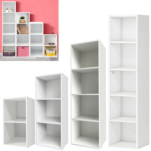 GAONUDAN Schrank, 2-stöckiges Würfel-Aufbewahrungssyst em, 5 Würfel-Bücherregal, Holzwürfel-Organizer, Regalsystem, Lagerregale für Wohnzimmer und Badezimmer, 32 cm x 24 cm x 54 cm