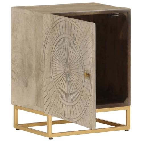 HEFZGDB Nachttisch 40x30x50 cm Massivholz Mango und Eisen Beistellschrank Küche Buffetschrank Küchenschrank Flurschrank für Schlafzimmer Arbeitszimmer Küche Abstellraum