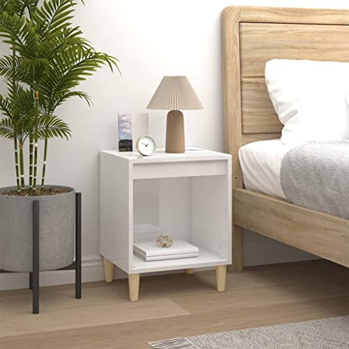 Myheimly Nachttisch Nachttische Nachtschrank Nachtkonsole Telefontisch Hochglanz-Weiß 40x35x50 cm Holzwerkstoff 3017461de