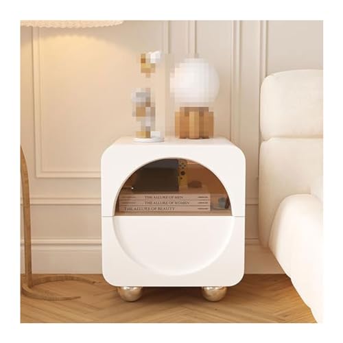 Moderner Nachttisch aus Leder mit blaugrünem 2 Ders Slish Holz Sto Beistelltisch für Wohnzimmer und Schlafzimmer, moderner Nachttisch, Fell