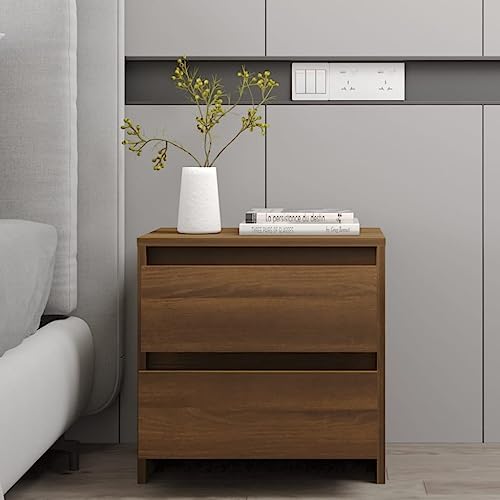 Fasba Nachttisch Braun Eichen-Optik 45x34,5x44,5 cm Holzwerkstoff, Beistelltisch mit viel Stauraum, Nachtschrank, Nachtkommode, Nachtkonsole