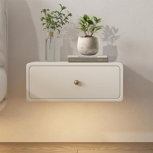 Schwebender Nachttisch, Intelligenter Nachttisch Mit Automatischem Sensorlicht, Moderner Nachttisch Mit 1 Schublade, Seitlicher Akzent-Beistelltisch Mit Schublade Aus Massivholz, Für Schlafzimmer,30cm