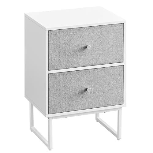 VASAGLE Nachttisch, Beistelltisch mit Stauraum, 2 herausnehmbare Schubladen, Nachtschrank für Schlafzimmer, Wohnzimmer, wolkenweiß-Taubengrau LGS029W14, 30 x 40 x 55 cm