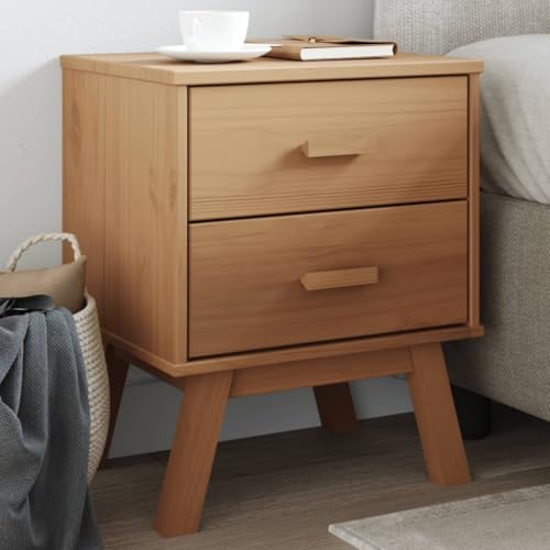 MOBCANT Nachttisch, Nachttischschrank Nachtkasten Nachtischschränke Couchtisch Geeignet für Schlafsaal Hotel Wohnstube Schlafzimmer Braun Massivholz Kiefer