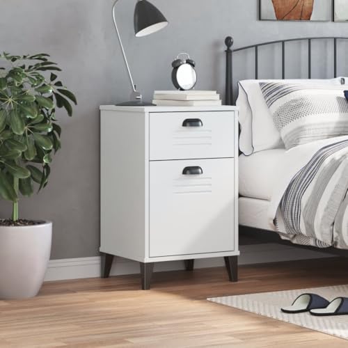 HEFZGDB Nachttisch VIKEN Weiß Holzwerkstoff Nachttisch Vintage Beistelltisch Couchtisch Bartisch für Schlafzimmer Gästezimmer Hotel Wohnzimmer