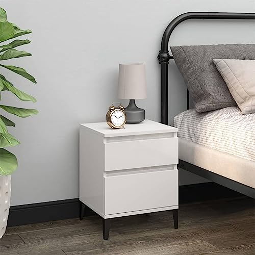 Nachttisch, Beistelltisch Aktenschrank Nachtschrank Nachtkästchen Sideboard kommode Beistellschrank Geeignet für Wohnzimmer Arbeitszimmer Büro Schlafzimmer Hochglanz-Weiß 40x35x50 cm