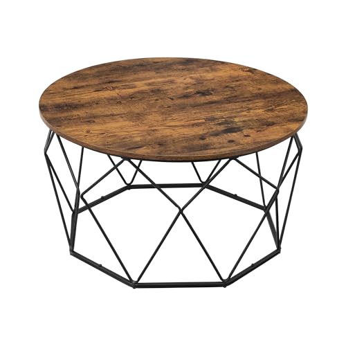 VASAGLE Couchtisch, Beistelltisch, Wohnzimmertisch, Sofatisch, Stahlgestell, für Wohnzimmer, Schlafzimmer, Arbeitszimmer, Industrie-Design, vintagebraun-schwarz LCT040B01