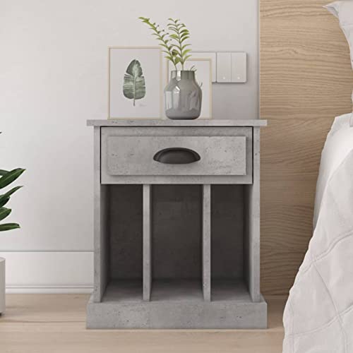 Homgoday Nachttisch, Grau, Beton, 43 x 36 x 50 cm, Sideboard, Bodenschrank, Büromöbel, Nachttisch, Nachttisch, Anrichte für Schlafzimmer