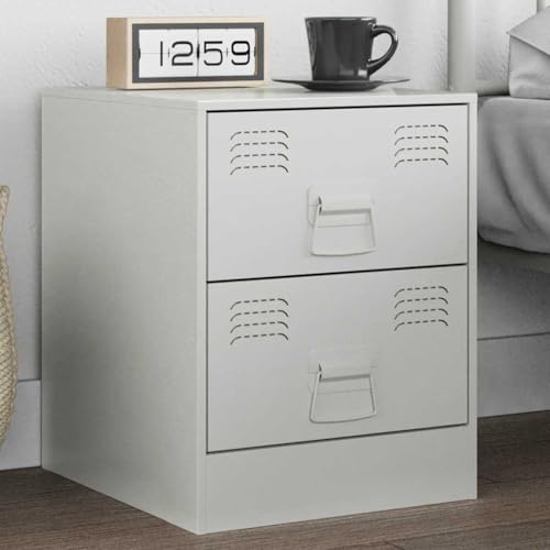 HETFTJN Nachttisch Weiß 34,5x39x44 cm aus kaltgewalztem Stahl mit 2 Schubladen Griff aus Metall Modernes platzsparendes Schlafzimmer Sideboard für kleine Räume Wohnzimmer Flur HETFTJN Nachttisch Weiß 34,5x39x44 cm aus kaltgewalztem Stahl mit 2 Schubladen Griff aus Metall Modernes platzsparendes Schlafzimmer Sideboard für kleine Räume Wohnzimmer Flur