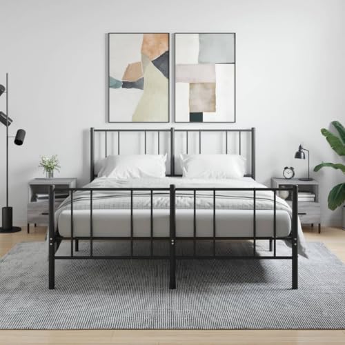 Fasba Nachttische 2 STK. Grau Sonoma 40x35x47,5 cm Holzwerkstoff, Beistelltisch mit viel Stauraum, Nachtschrank, Nachtkommode, Nachtkonsole